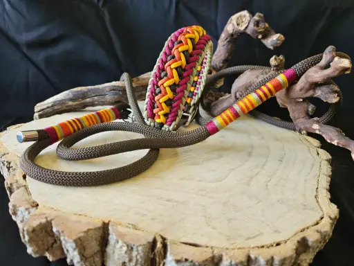 🐾Ensemble collier & laisse en paracorde – Modèle Indiana personalisable